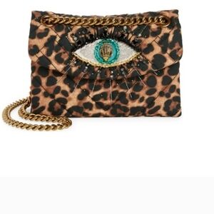 Kurt Geiger Leopard Eye Clutch with Gold Chain